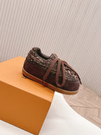 LV x Nigo Collaboration Lace-up Yeti Sneakers Dark Brown in Suede 600799