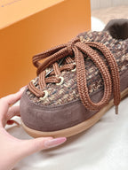 LV x Nigo Collaboration Lace-up Yeti Sneakers Dark Brown in Suede 600799