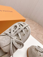 LV x Nigo Collaboration Lace-up Yeti Sneakers Gray in Suede 600800