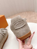 LV x Nigo Collaboration Lace-up Yeti Sneakers Gray in Suede 600800