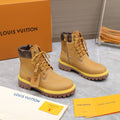 LV x Timberland Collaboration Monogram Brown Ankle Boots 35 in Suede Cowhide Leather 600806