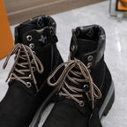 LV x Timberland Collaboration Monogram Black Ankle Boots 35 in Suede Cowhide Leather 600807