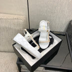 Chanel 26 Platform Chain Sandals White in Lambskin 602506