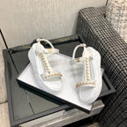 Chanel 26 Platform Chain Sandals White in Lambskin 602506