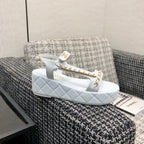 Chanel 26 Platform Chain Sandals White in Lambskin 602506