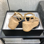 Chanel 26 Platform Chain Sandals Beige in Lambskin 602505