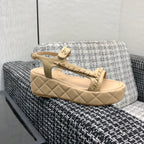 Chanel 26 Platform Chain Sandals Beige in Lambskin 602505