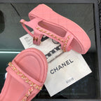 Chanel 26 Platform Chain Sandals Pink in Lambskin 602504