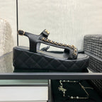Chanel 26 Platform Chain Sandals Black in Lambskin 602503