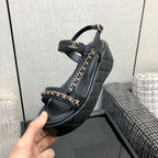 Chanel 26 Platform Chain Sandals Black in Lambskin 602503