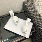 Chanel 26 High-Heeled Chain Slippers White in Lambskin 602483