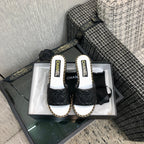 Chanel 26 High-Heeled Chain Slippers Black in Lambskin 602482