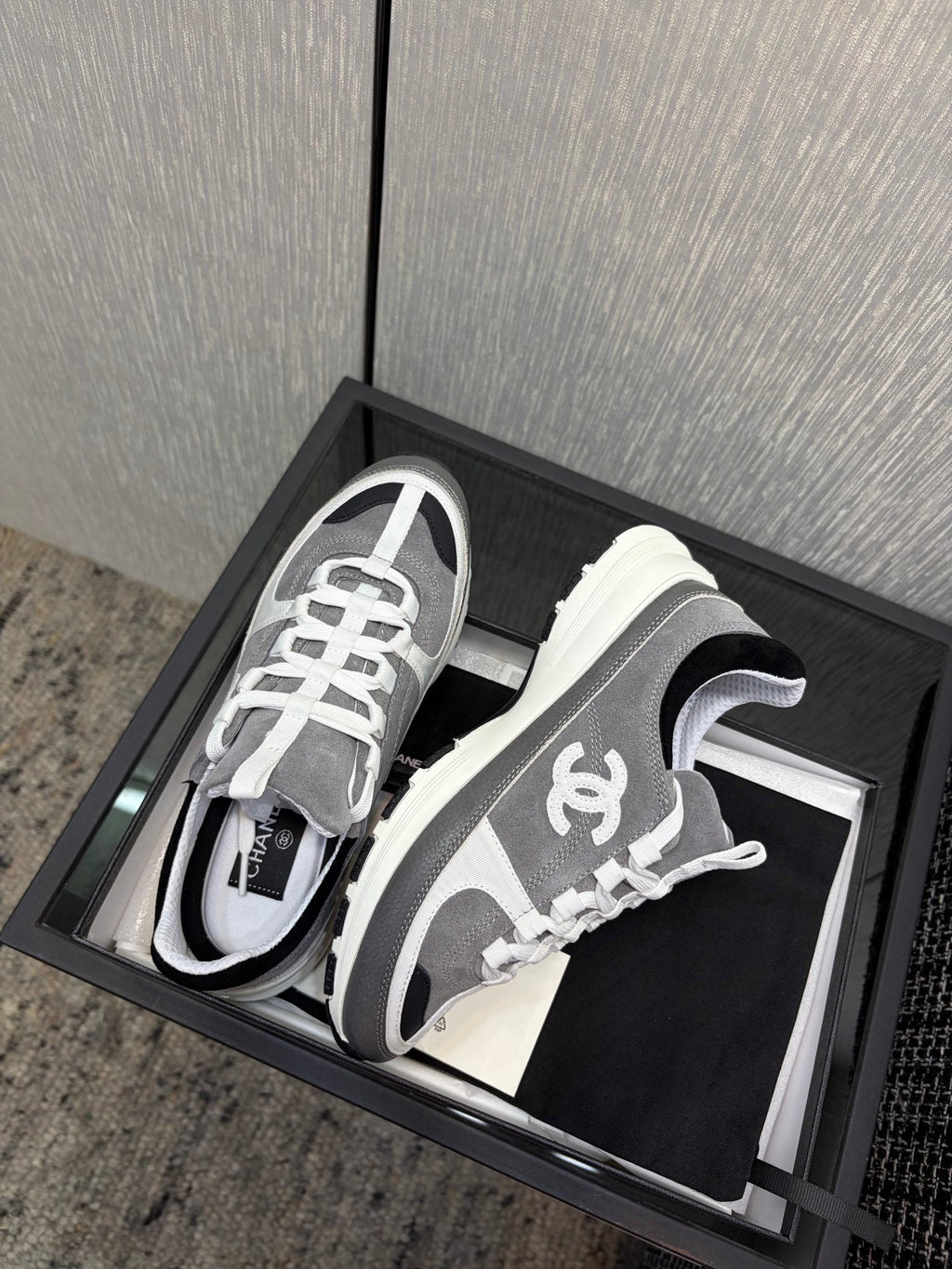 Chanel 26 Quilted Classic Sneaker Gray in Lambskin 602474