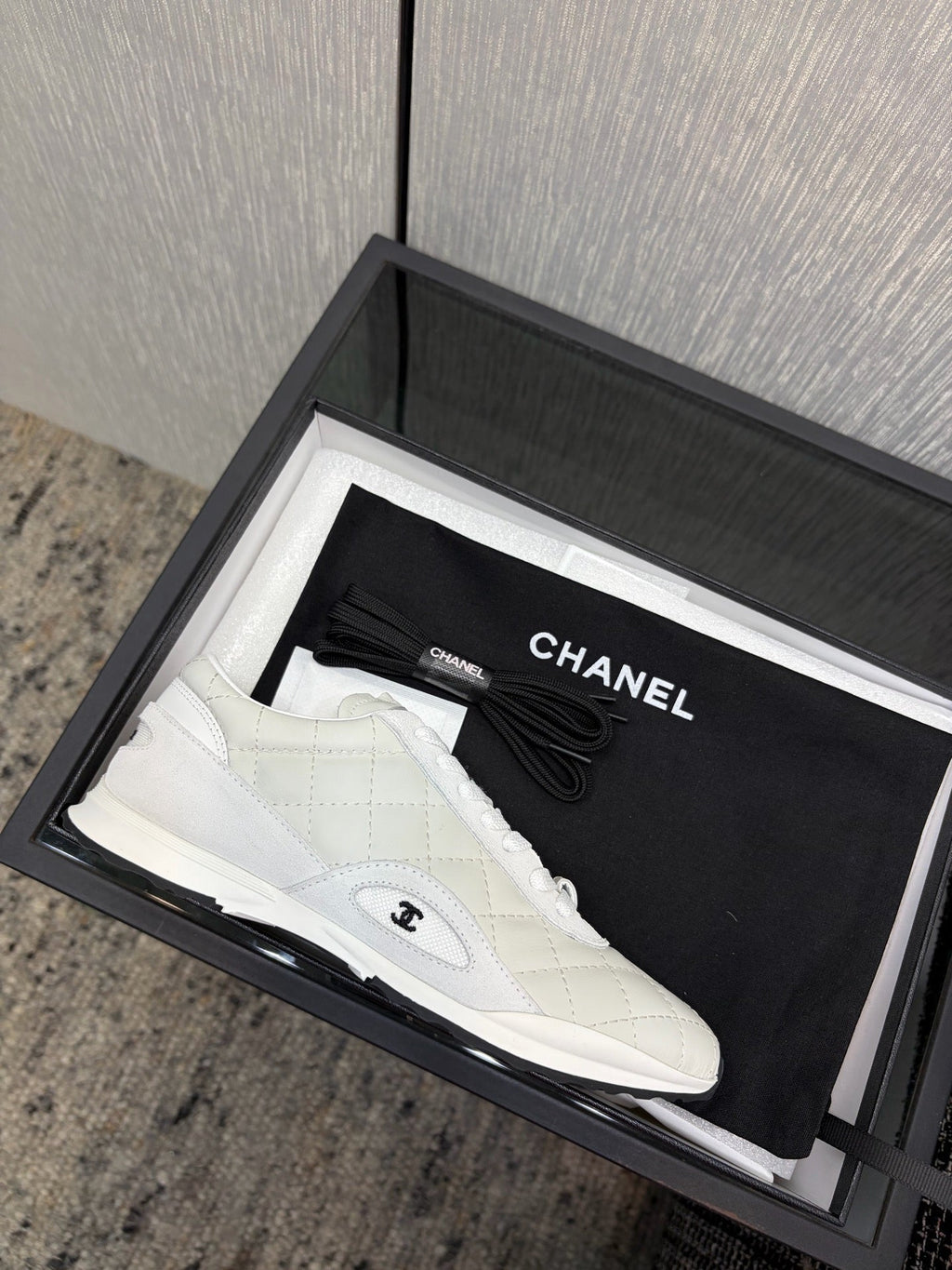 Chanel 26 Quilted Sneaker White in Lambskin 602471