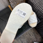 Chane 26 Platform Slippers White Beige in Patent Leather with Wool 602466