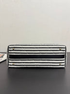 CC 26 Striped Woven Beach Bag 46 Black in Cowhide