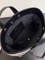 CC 26 Striped Woven Beach Bag 46 Black in Cowhide