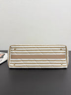 CC 26 Striped Woven Beach Bag 46 Beige in Cowhide