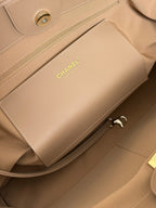 CC 26 Striped Woven Beach Bag 46 Beige in Cowhide