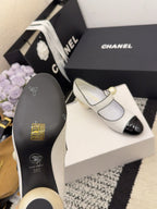 CC Pearl Heel with Rhinstone Clasp Mary Janes White Cowhide 602356
