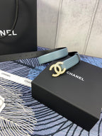 CC Women's Belt 3.0CM Light Blue Cowhide 615102