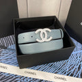 CC Women's Belt 3.0CM Light Blue Cowhide 615102