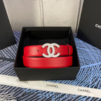 CC Women's Belt 3.0CM Red Cowhide 615099