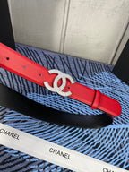 CC Women's Belt 3.0CM Red Cowhide 615099