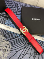 CC Women's Belt 3.0CM Red Cowhide 615099
