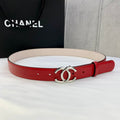 CC Women's Belt 3.0CM Red Cowhide 586502