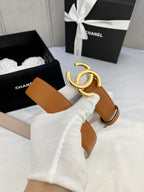 CC Women's Belt 3.0CM Camel Brown Cowhide 586501
