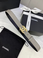 CC Women's Belt 3.0CM Charcoal Grey Cowhide 586500