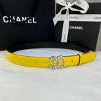 CC Women's Belt 3.0CM Yellow Cowhide 586498