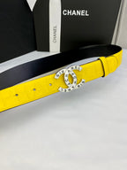 CC Women's Belt 3.0CM Yellow Cowhide 586498