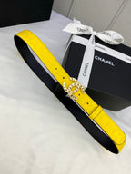 CC Women's Belt 3.0CM Yellow Cowhide 586498