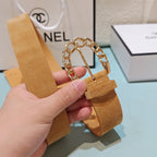 CC Belt 3.0CM Camel Brown Suede Gold Buckle 198423