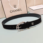 CC Belt 3.0CM Black Suede Sliver Buckle 198420