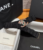 CC Rhinestone Belt 3.0CM Black Canvas Multicolor Buckle 198415