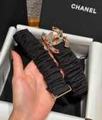 CC Rhinestone Belt 3.0CM Black Canvas Multicolor Buckle 198415