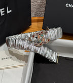 CC Rhinestone Belt 3.0CM Sliver Metallic Cowhide Multicolor Buckle 198411
