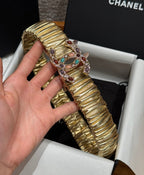 CC Rhinestone Belt 3.0CM Gold Metallic Cowhide Multicolor Buckle 198410
