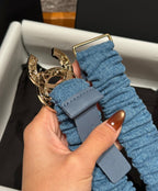 CC Rhinestone Belt 3.0CM Blue Denim Multicolor Buckle 198408