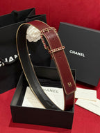 CC Zippered Belt 4.0CM Burgundy Leather Buckle 182744
