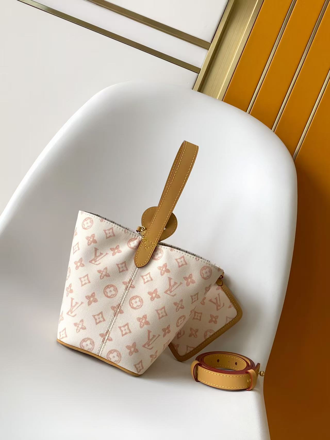 LV M28355 All-In BB Handbag 18 Light Yellow Monogram and Damier Pattern 278104