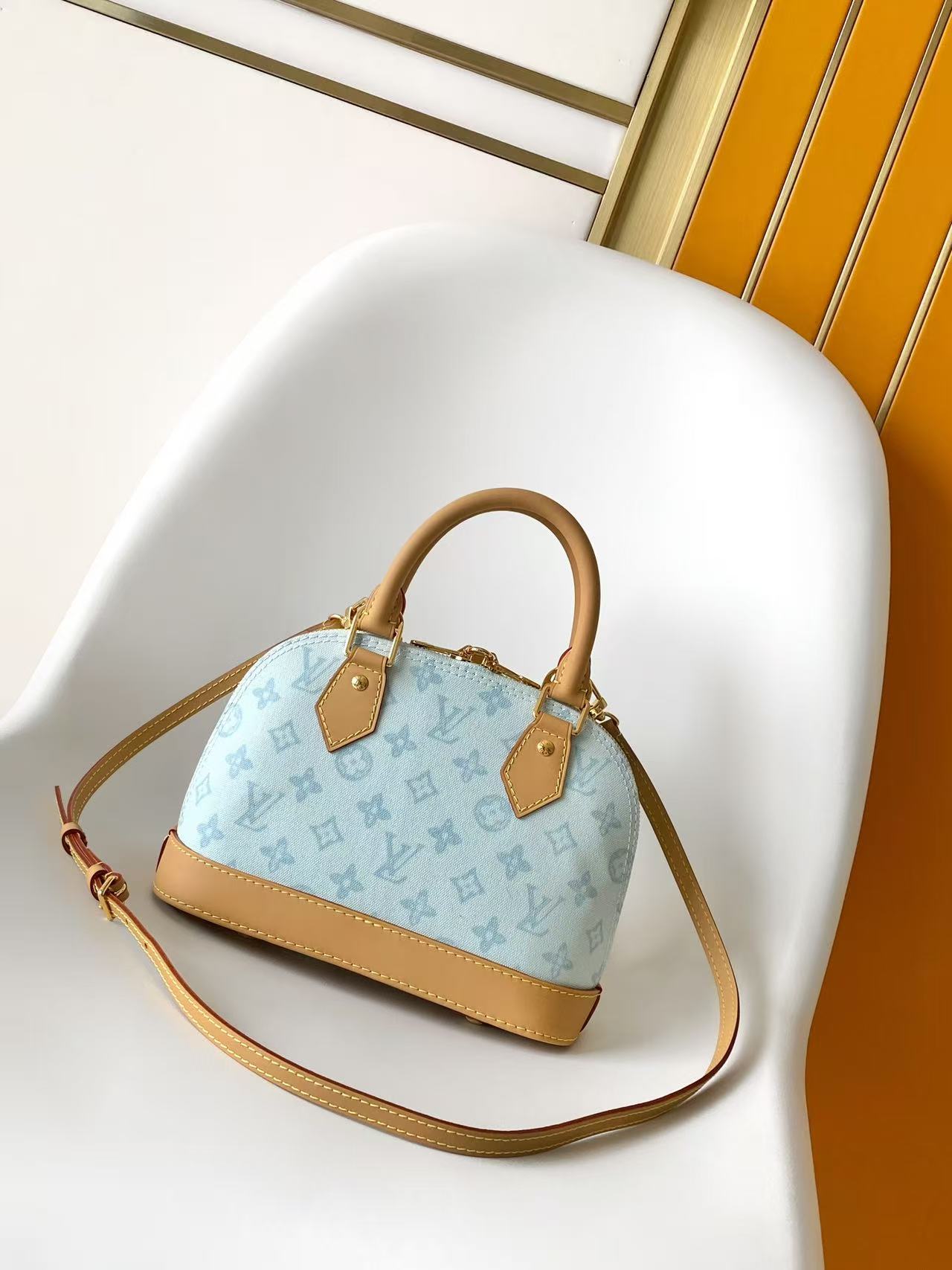 LV M28526 Alma BB Blue Monogram Canvas