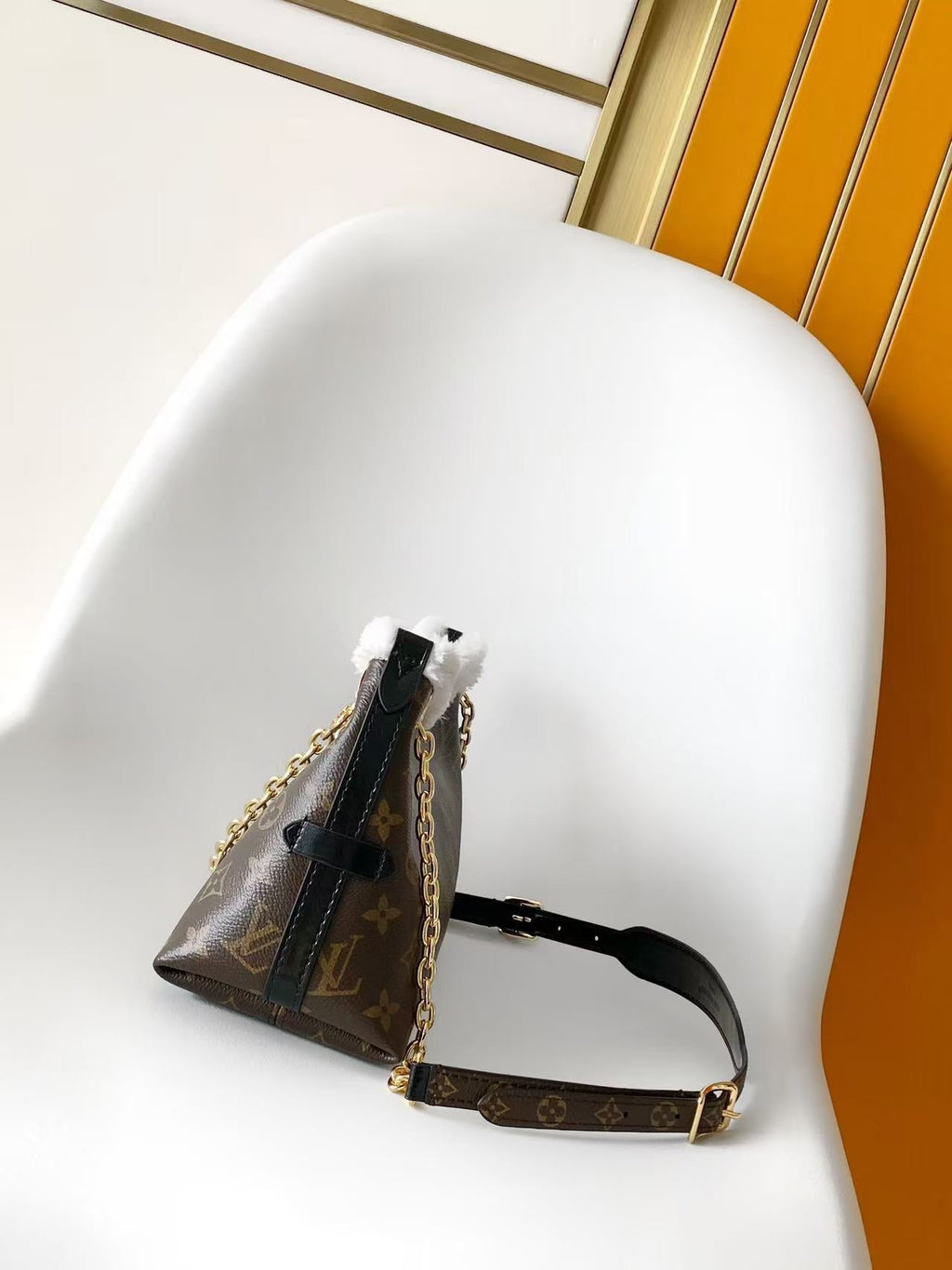 LV CarryAll BB Bag 26 Brown Monogram Canvas with Fur Trim 278094