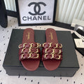 Chanel Early Spring Chain Slippers Burgundy in Lambskin 611718