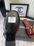 Chanel Early Spring Chain Slippers Burgundy in Lambskin 611718