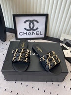 Chanel Early Spring Chain Slippers Black in Lambskin 611717