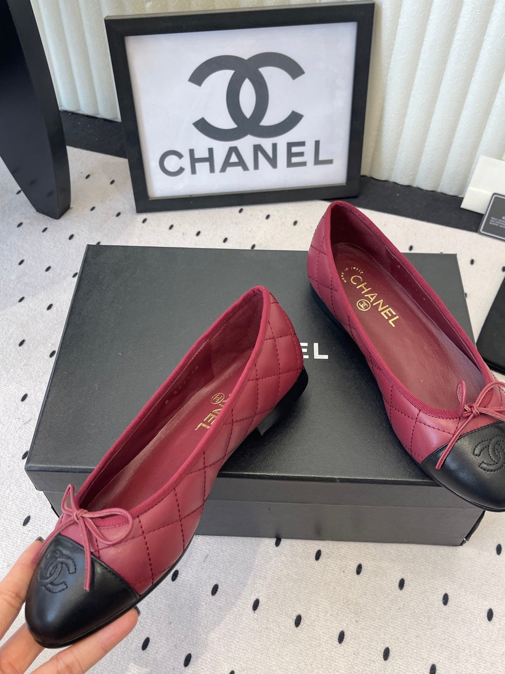 CC Ballet Flats Burgundy in Cowhide 611699